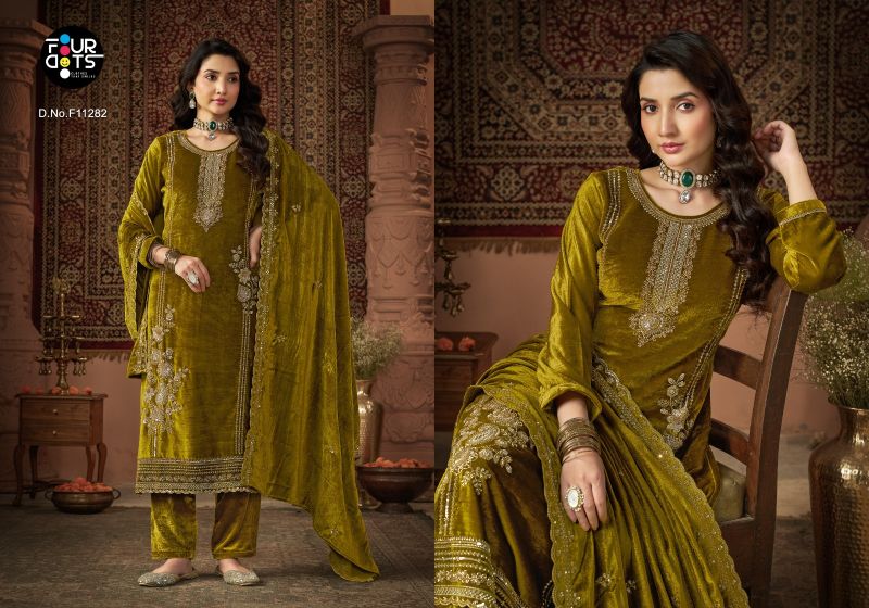 Albeli By Fourdots Makhamal Velvet Dress Material 